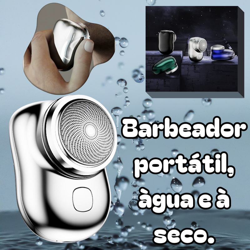 Máquina de barbear, Mini barbeador elétrico à prova d'água e seco, Máquina de cortar barba.