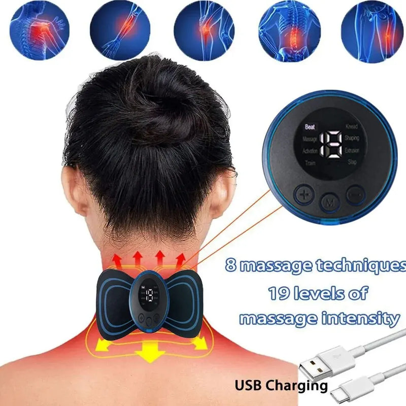 massageador top Inteligente pescoço  conjunto, patch cervical, casa uso massagem ferramentas, aliviar a fadiga, 8 modos, 19 níveis de intensidade, 4 pcs