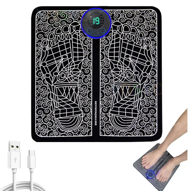 Massageador top de pés Sole Massage Pad Pés Estimulação Muscular 8 Modos 19 Nível Relaxamento Carregamento USB