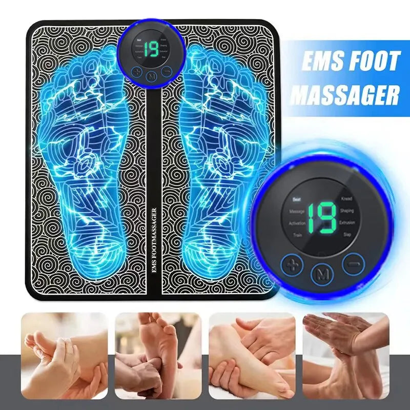 Massageador top de pés Sole Massage Pad Pés Estimulação Muscular 8 Modos 19 Nível Relaxamento Carregamento USB