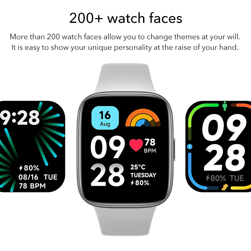 Xiaomi-Redmi Watch 3 Active top, Nova Versão Global, Display de 1.83 ", Chamada Telefônica Bluetooth, 5ATM Impermeável, Suporta 100 + Modos de Fitness