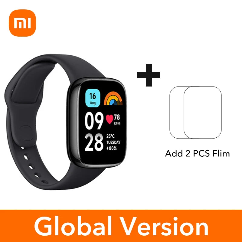 Xiaomi-Redmi Watch 3 Active top, Nova Versão Global, Display de 1.83 ", Chamada Telefônica Bluetooth, 5ATM Impermeável, Suporta 100 + Modos de Fitness