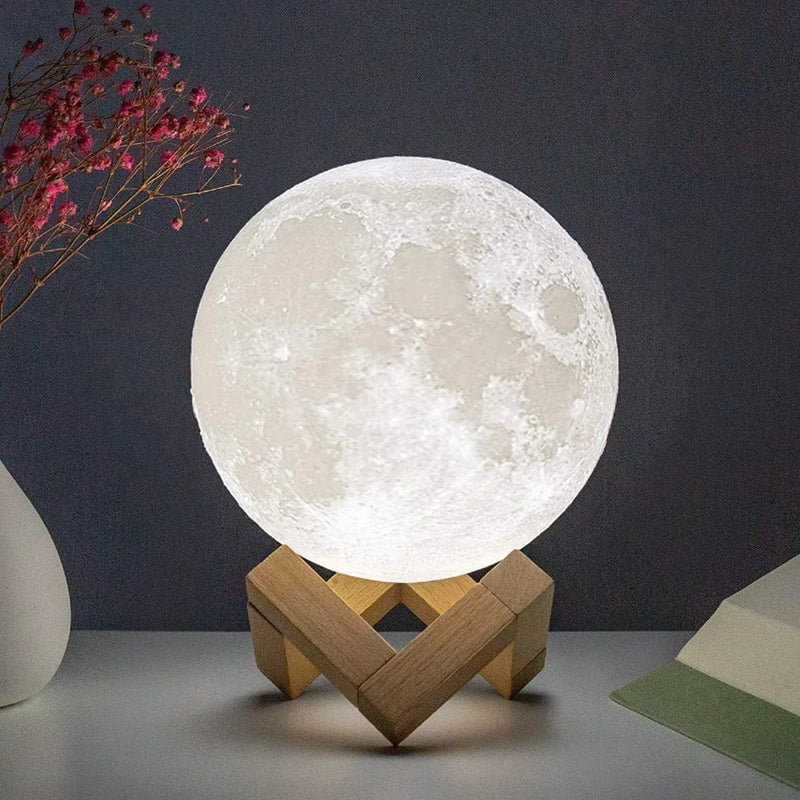 Luminária De Mesa Bola, Luz noturna Esfera de luz, Lâmpada Da Lua, Luz Conduzida Da Lua Da Cópia 3d Com Suporte