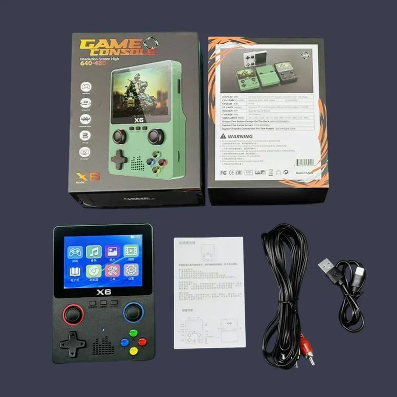 X6 Game Console Retro Video Game Console TOP 3.5/4'' IPS Screen Portable Handheld Game Player 10000+ Classic Games Children Gifts