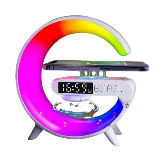 Luminária Rgb Caixa Som G Speaker Carregador Indução Relógio Cor da cúpula Branco Cor da estrutura Branco 110V/220V