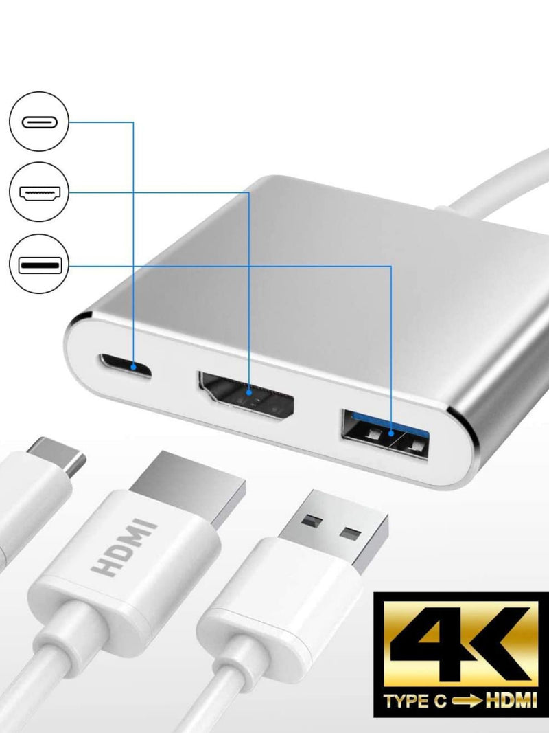 Cabo Adaptador Type-c Usbc Hdmi 4k Cabo adaptador USB-C para HDMI 3 em 1