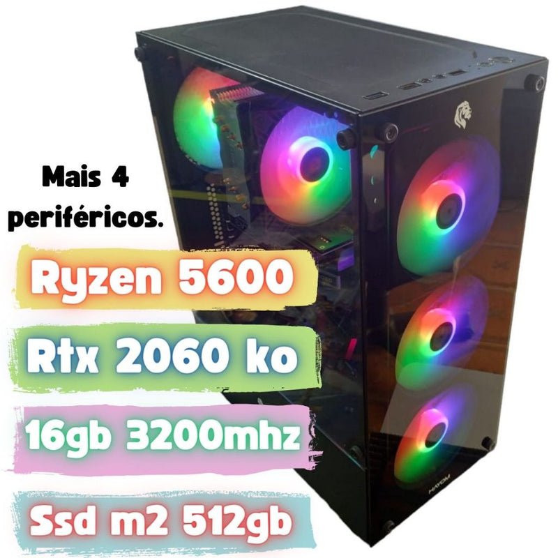 Pc Gamer Top R5600, Rtx 2060, 16gb 3200mhz, Ssd M.2 512 Gb. top