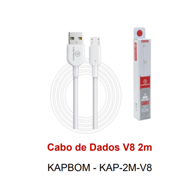 Cabo Carregador USB V8 Android – 2 Metros