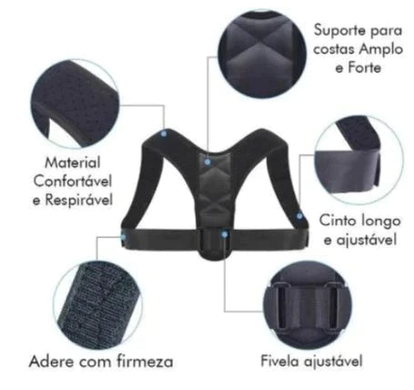 Corretor Postural Ajustável - 1,55 a 1,75m Postura Corrector Ajustável Voltar Brace Shoulder Belt Suporte Protetor Para Mulheres Dos Homens Ginásio De Fitness