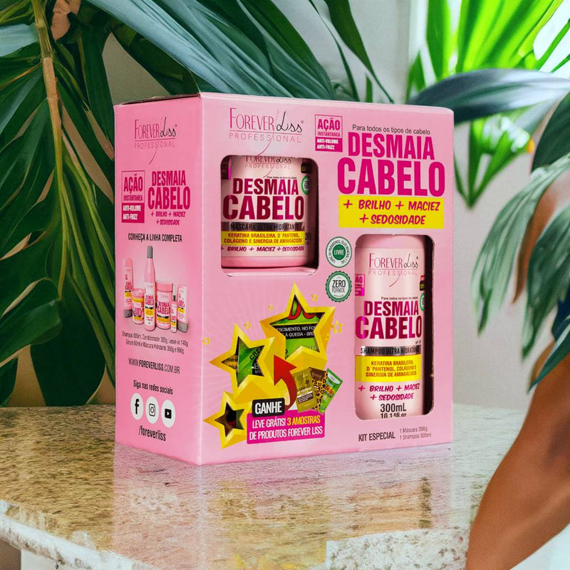 Kit Especial Desmaia Cabelo com Shampoo top - 300ml e Máscara - 200g.