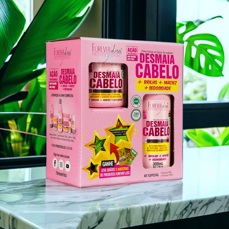 Kit Especial Desmaia Cabelo com Shampoo top - 300ml e Máscara - 200g.