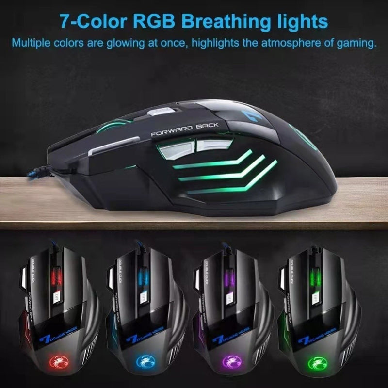 Mouse Gamer Ergonômico X7 Led RGB Com Fio 7 Botôes 3600 DPI - Preto SU