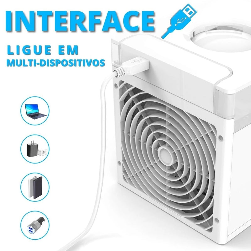 Mini Ar Condicionado Portatil Air Cooler Umidificador Climatizador Luz Led Original Usb Portatil Jorge