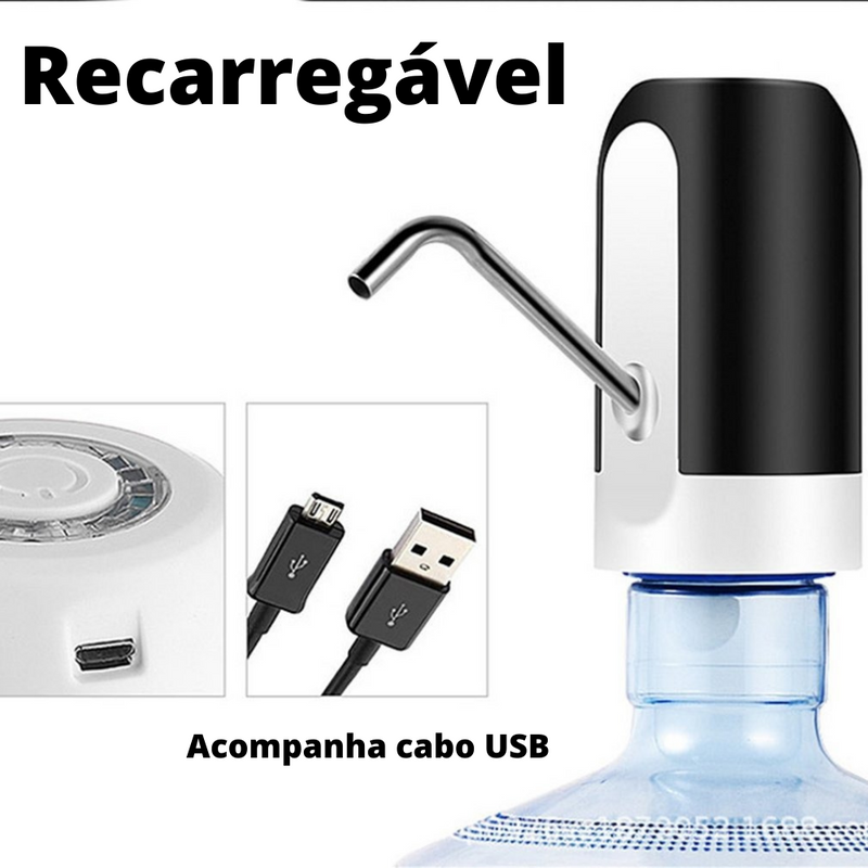 Bomba Elétrica De Galão Recarregável Universal Bebedouro Com Carregamento USB Para Galão Garrafão De Água