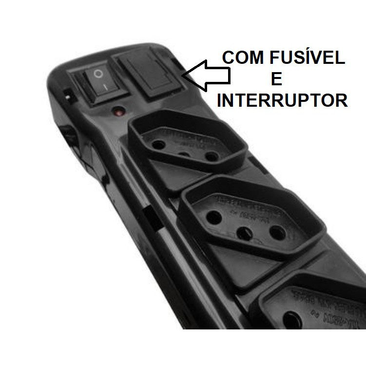 FILTRO DE LINHA RÉGUA DE TOMADAS top 6 tomadas tripolar 10 Amperes com fusível