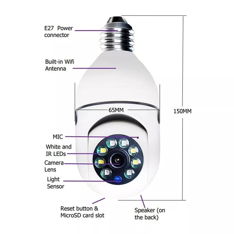 Mini IP Câmera Wifi sem fio visão noturna microfone alto falante acesso remoto aplicativo Fang