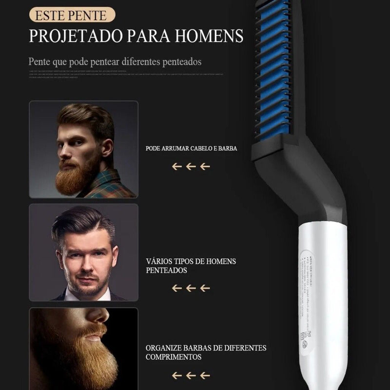 Chapinha Modelador Portátil para Cabelo e Barba Masculino com Pente