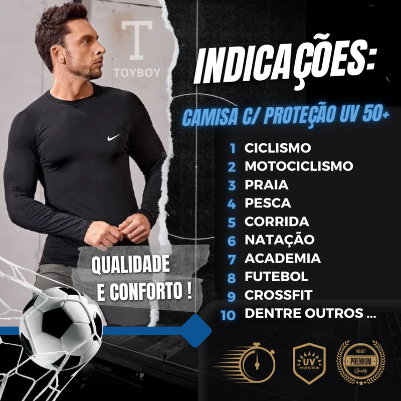 Camiseta Térmica Símbolo Refletivo com proteção UV50+ Segunda pele Dry Fit Academia Masculina Praia Promoção Premium